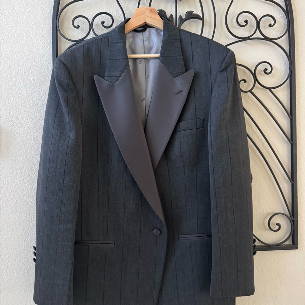 Dior Charcoal Pinstripe Tuxedo Jacket